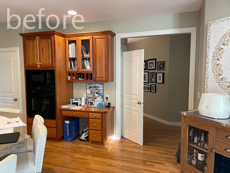 before kitchen with built in desk